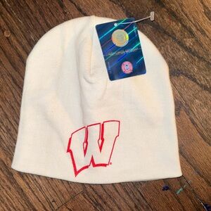 White Beanie with Wisconsin Badgers Logo